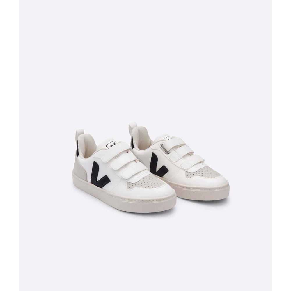 Kids' Veja V-10 CWL Shoes White/Black | ZA 773ZUT